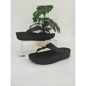 FitFlop Women's Petra Black Jeweled Slip On Thong Sandal Size 7 US